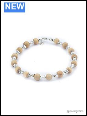 925 Silver Tulsi Wood Meditation Beads Bracelet with Rudraksha Design